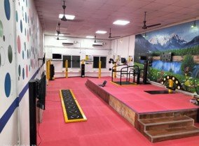 The colourful interactive therapy floor of the iFIT Hub at Stanley Medical College